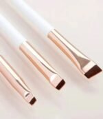 3 Pcs (White & Rose Gold) - Fine angled, ultra thin, oblique head brushes for eyebrows, eyeliner or lips