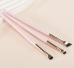 3 Pcs (Pink & Rose Gold) - Fine angled, ultra thin, oblique head brushes for eyebrows, eyeliner or lips