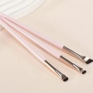 3 Pcs (Pink & Rose Gold) - Fine angled, ultra thin, oblique head brushes for eyebrows, eyeliner or lips