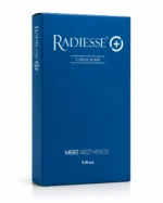 Radiesse + Lidocaine 1.5ml dermal filler product box packaging by Merz Aesthetics highlighting the single pre-filled syringe configuration.