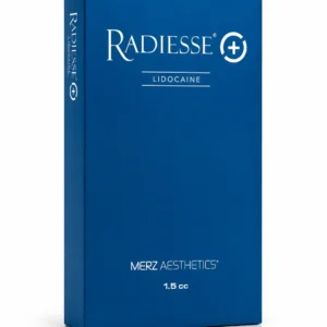 Radiesse + Lidocaine 1.5ml dermal filler product box packaging by Merz Aesthetics highlighting the single pre-filled syringe configuration.